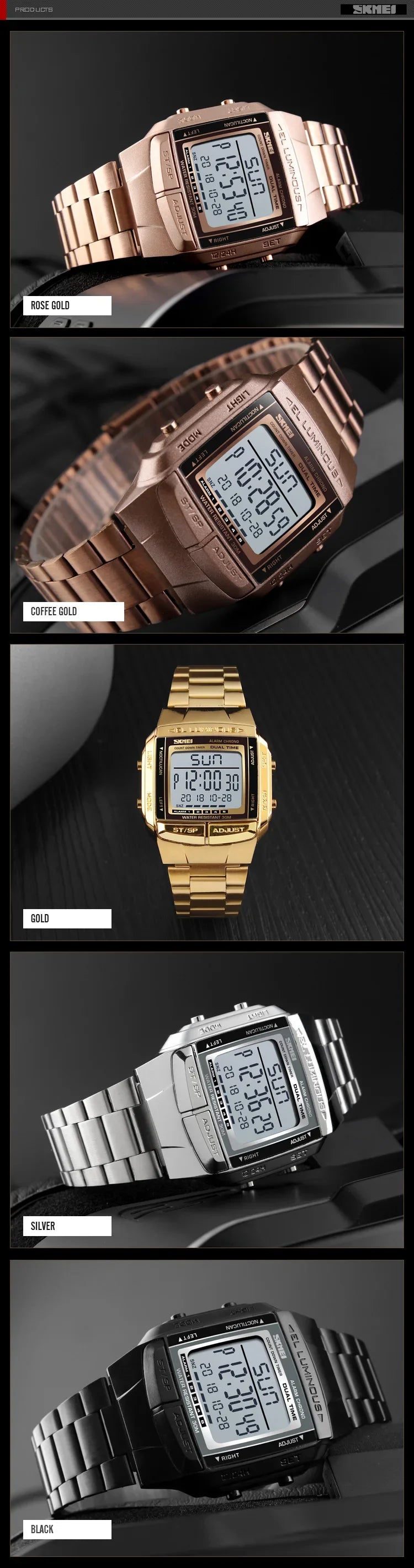 SKMEI 1381 Luxury Electronic Mens Wristwatches Waterproof LED Display Digital Watch for Men Military Sports 1328 Reloj Masculino
