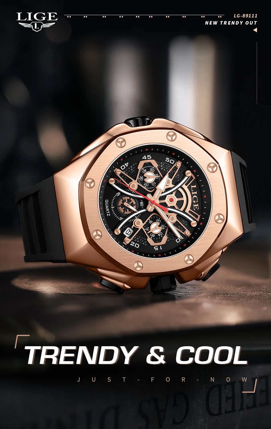 LIGE Mens Watches Top Brand Luxury Fashion Waterproof Watch For Men Silicone Sport Military Chronograph Wristwatch Montre Homme