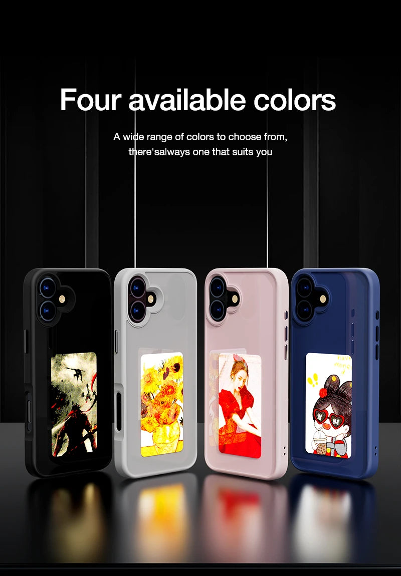 DIY Smart Eink Phone Case for iPhone 16 15 14 13 12 11 Pro Max NFC Ink Screen Phone Full Coverage Comprehensive Protection