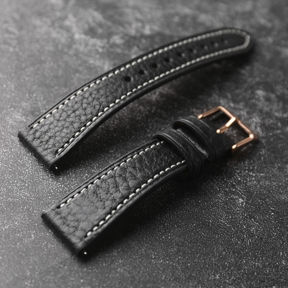 Handmade Head Cowhide Strap, 18 19 20 21 22MM, Quick Release Genuine Leather Soft Men's Bracelet, Vintage Style, Italian Genuine