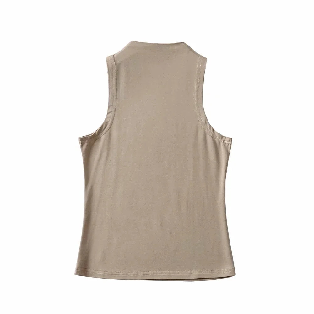 Summer NEW Arrival Women Solid Color Causal Sexy Croped-Top Sleeveless Tank Streetwear