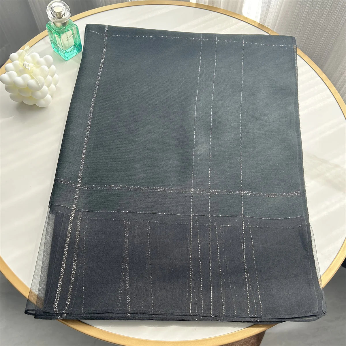 New Design Luxury Brand Women Foulard Plaid Frame Silk Solid Scarf Elegant Shawl Long Wrap Sunscreen