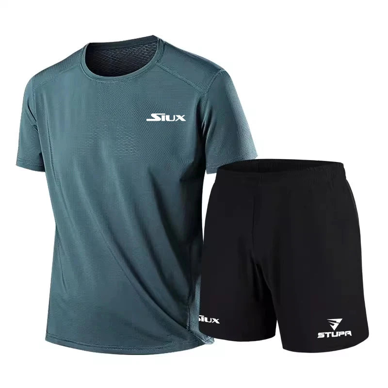 Summer Fashion Casual Brand Men's Sportswear Breathable Quick-drying Shirt, Shorts, Two-piece Set Of New Tennis Training Clothes