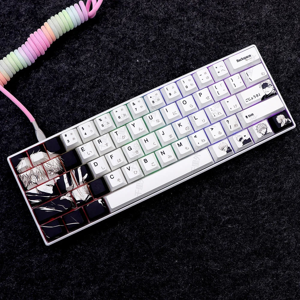Satoru Gojo Theme Anime Keycaps Set PBT Sublimation Keyboard Caps Custom Cherry Profile Keycaps for Mechanical Keyboard 105key