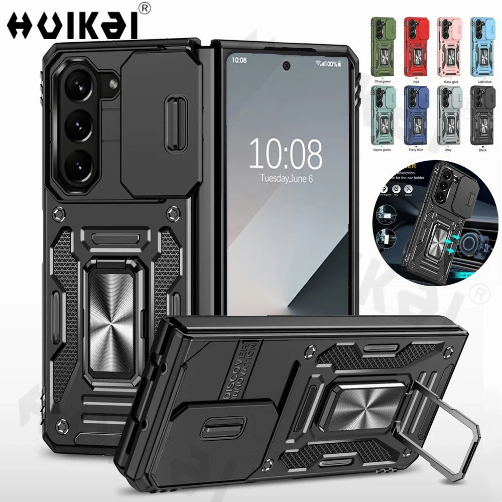 Case For Samsung Galaxy Z Fold 7 5G Z Fold 6 Military Grade Shockproof Heavy Duty Protective Armor Magnetic Kickstand Ring Cover