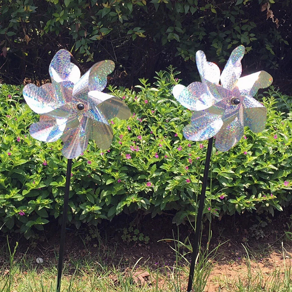 1-5pcs Bird Repeller Pinwheels Reflective Sparkly Scarecrow Pinwheel Windmill Spinner for Garden Lawn Yard Decor Keep Birds Away