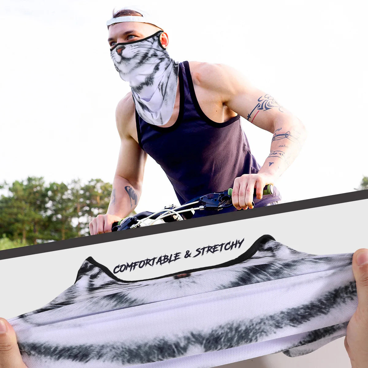 3D Animals Magic Scarf Bandana Breathable Neck Warmer Gaiter Hanging Ear Outdoor Sports Triangle Face Mask Neckerchief Summer