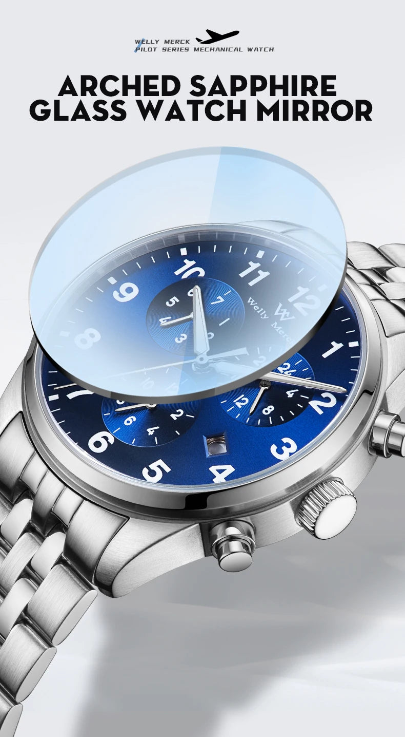 WM Watch Automatic Mechanical Watches Waterproof Multifunctional Business Men's Watches Watch Welly Merck Watch WM166M