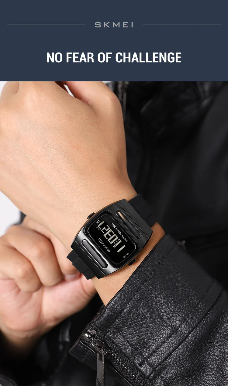 SKMEI 2563 New Solar Men's Digital Watch Silicone Strap Waterproof Multi functional Electronic Watch Alarm Clock reloj hombre