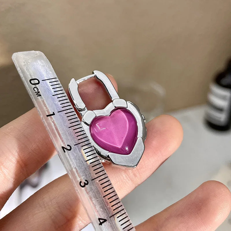 Fashion Pink Heart Lock Drop Earrings For Women Personality New Creative Luxury Designers Jewelry Wholesale