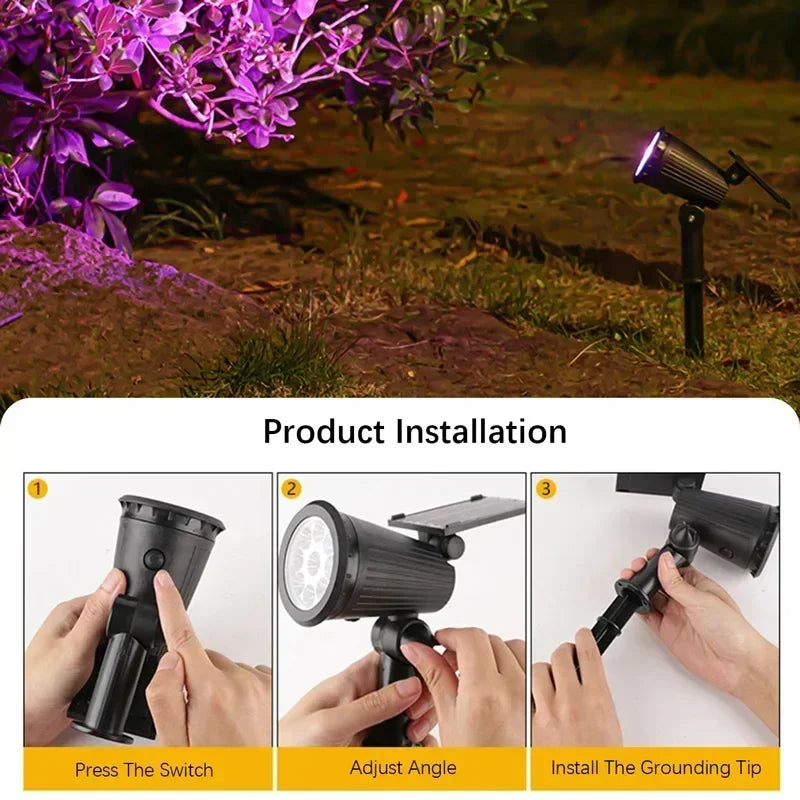 Solar LED Light 9 LED highlighted Spotlights,Outdoor IP65 Waterproof Lights,Brightness Adjustable for Garden Backyard Driveway