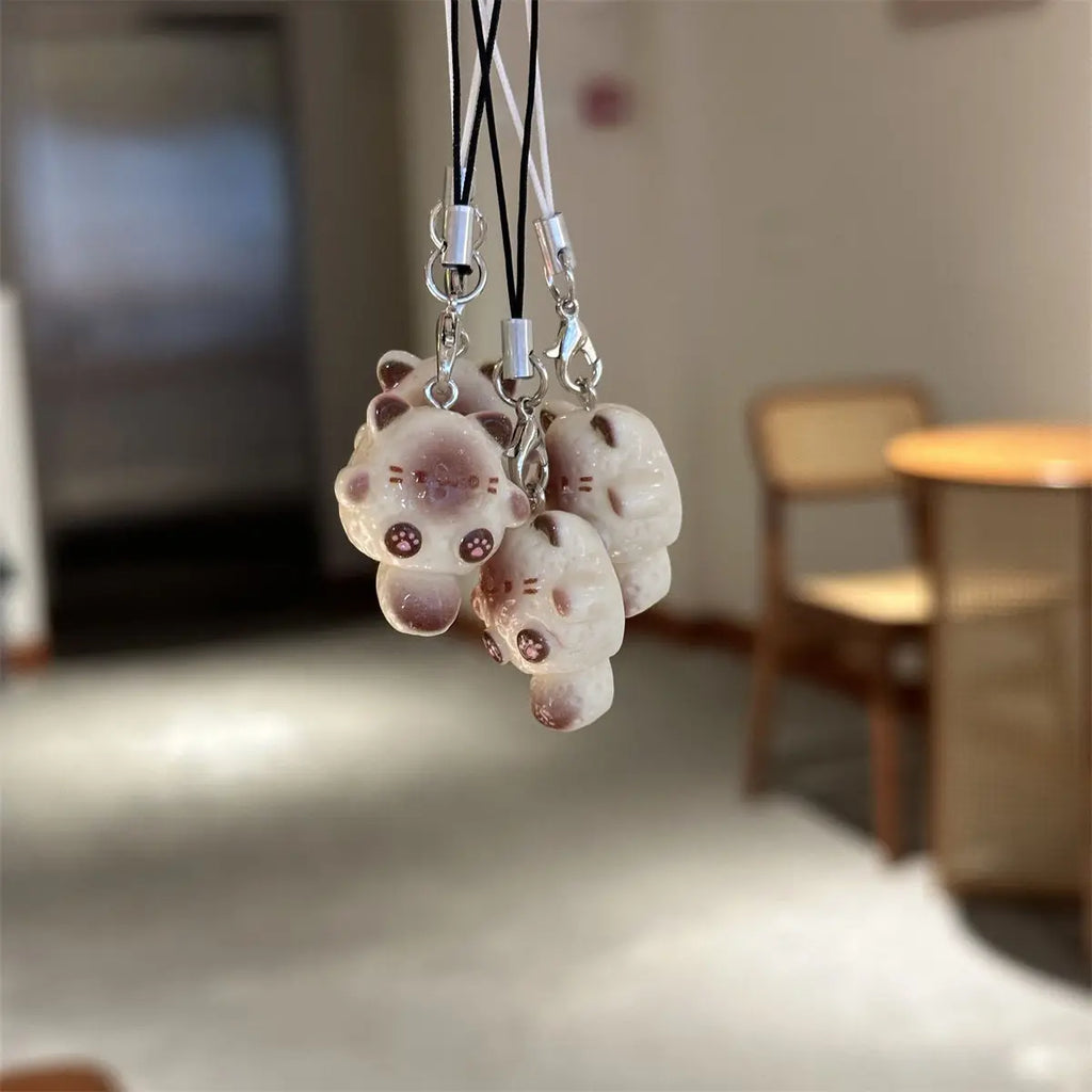 Kawaii Cat Bear Pendant Phone Keychain Cute Adorable Phone Charm Strap Keycord