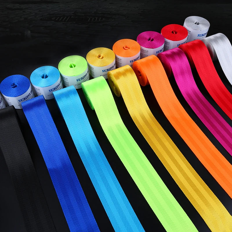 2PCS Car Modification Seat Belt High Strength Wear-resistant Nylon Seat Belt Colourful Universal Colorful Seat Belt Auto Parts
