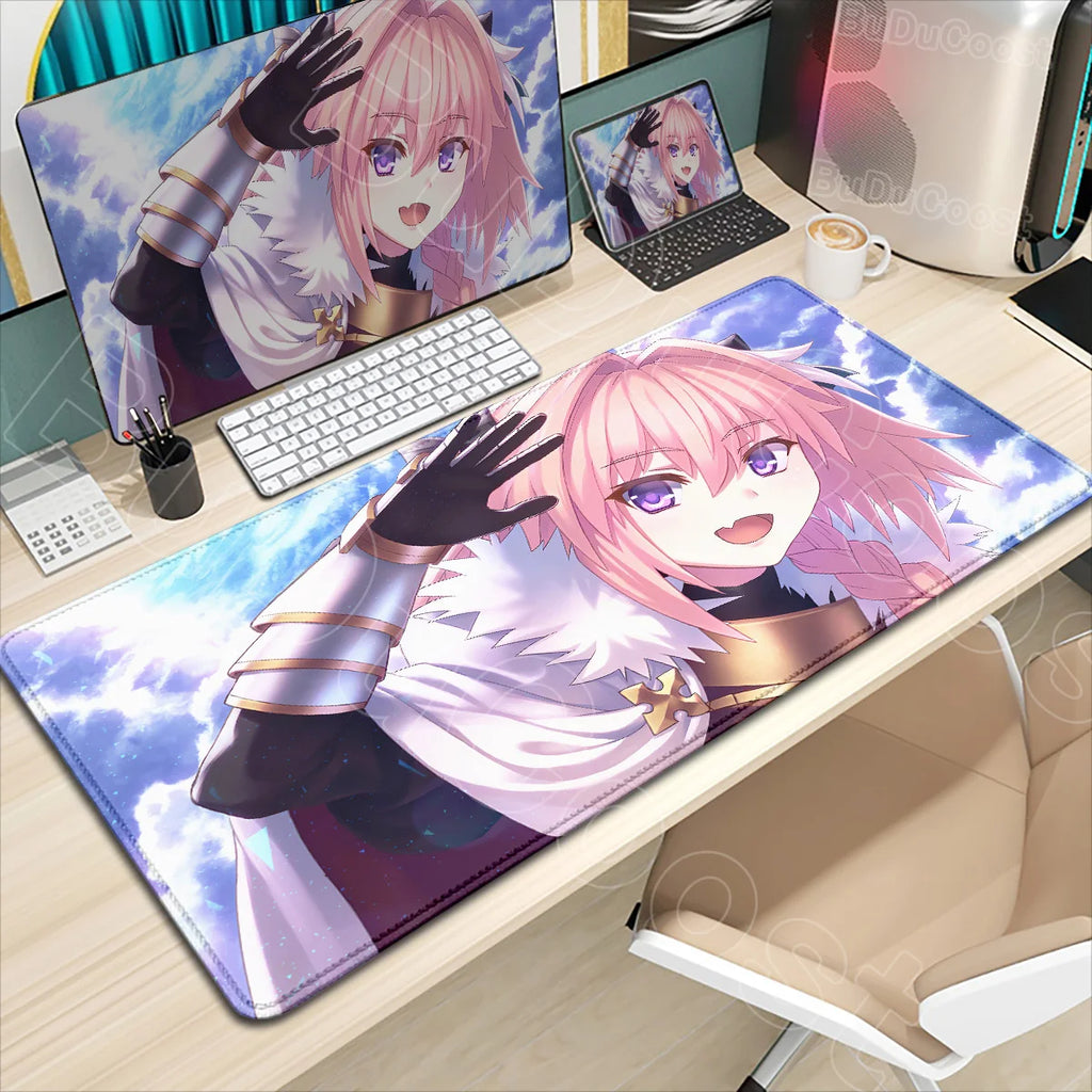 Astolfo Mousepad HD Print Anime Girl Computer Gamer Locking Edge Non-slip Rubber Mouse Pad Keyboard PC Desk Pad Table Decoration