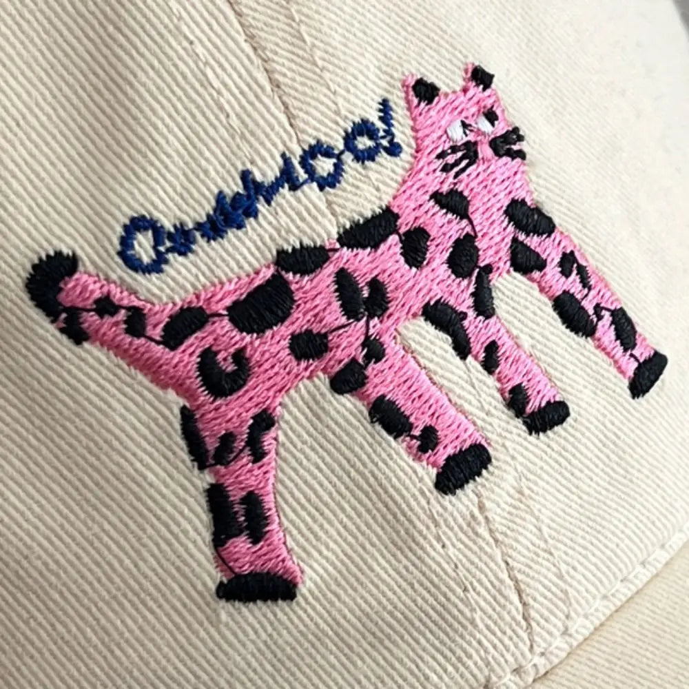 Retro Embroidered Embroidery Baseball Cap Spotted Cat Peaked Cap Letter Baseball Hat Sunscreen Hat Retro Sun Hat Spring Summer