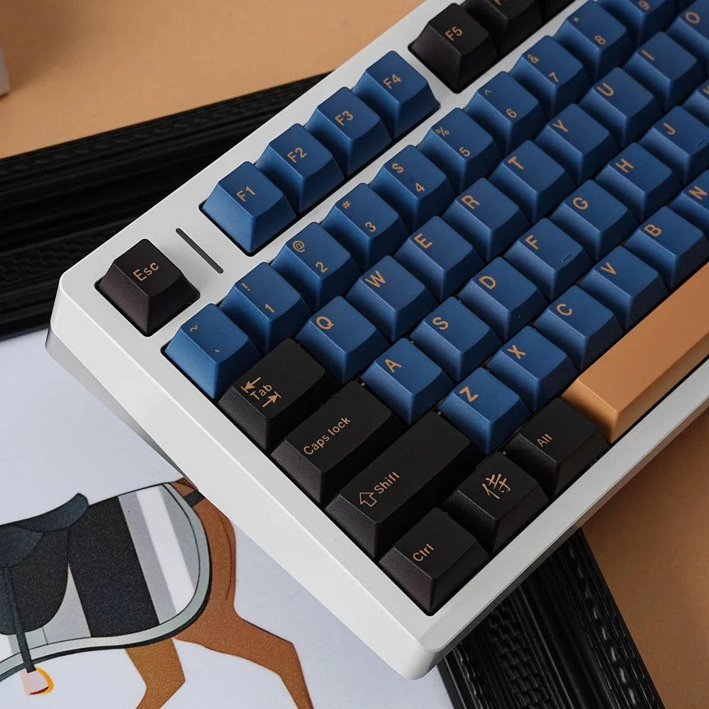 ES Spanish PBT Keycaps MOA Cherry Red Blue Samurai Night Sakura Morandi Dye Sub Keycap For ISO Layout Ansi Mechanical Keyboard