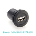 USB 2.0 A Female to Female Connector Round Flush Panel Mount 480Mbps USB Type A Bulkhead Feedthrough Adapter Socket Extender