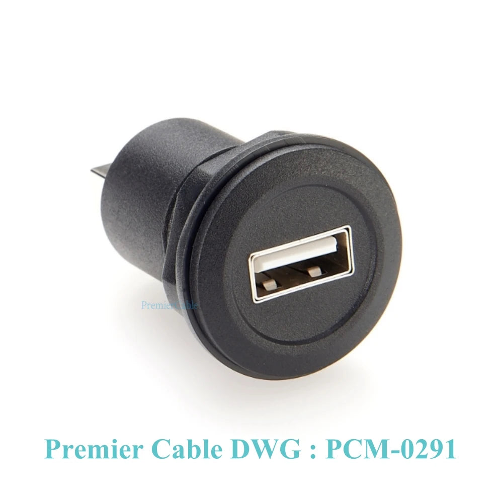 USB 2.0 A Female to Female Connector Round Flush Panel Mount 480Mbps USB Type A Bulkhead Feedthrough Adapter Socket Extender