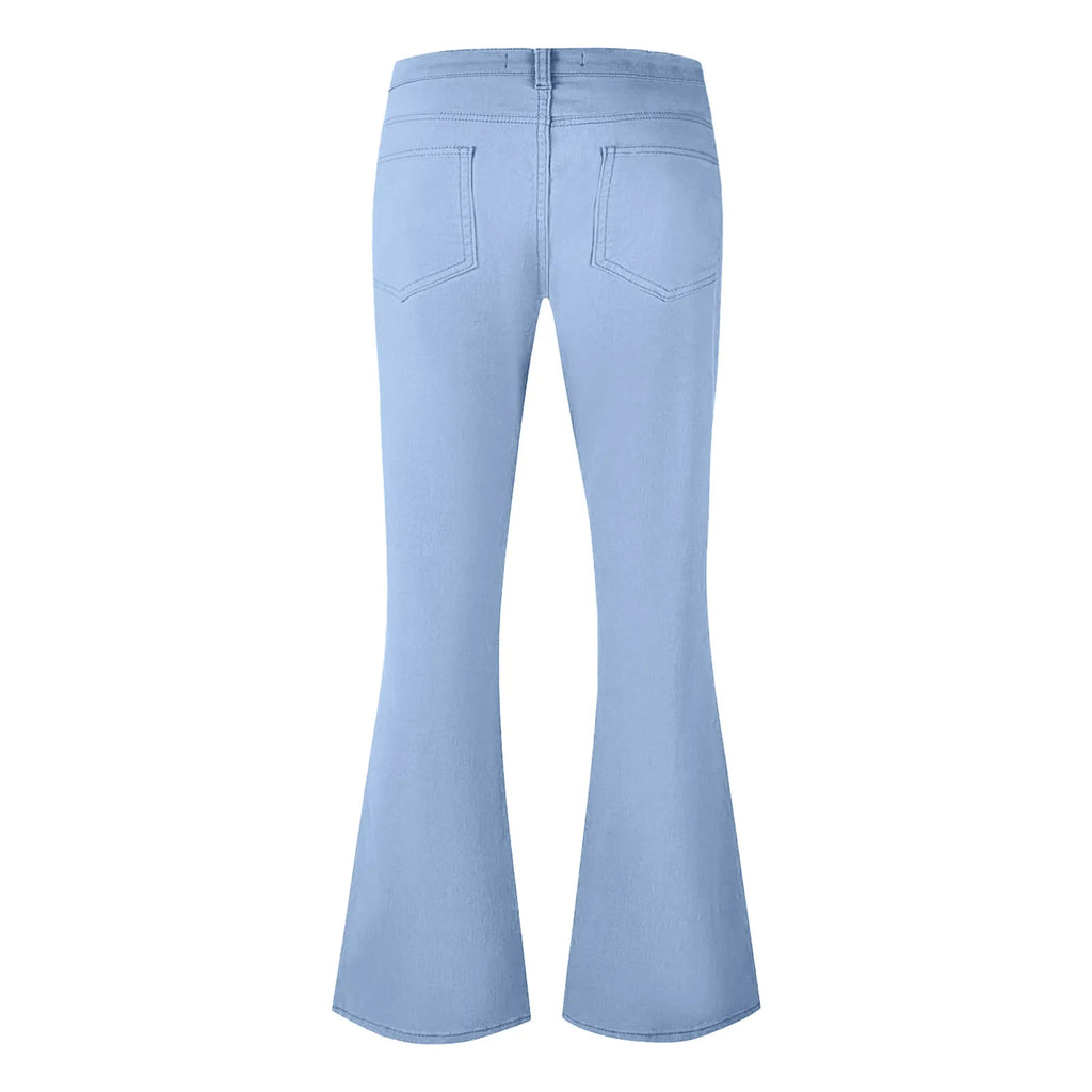 Men's fashion Retro Disco Flared Pants Loose Stretch Vintage Trousers Fit Flared Comfortable Retro Stretch Twill Men's Trousers