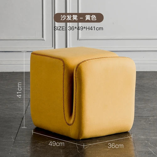 Household Living Room Hallway Pouf Nordic Sofa Stool Makeup Sitting Pier Fabric Shoe Changing Stool Book Storage Ottoman