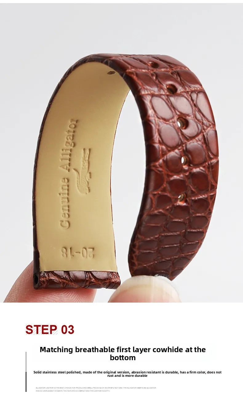 Alligator wacth strap Ultra Thin 12 13 14 15 16 18 20 22mm men women Black Brown Blue Crocodile Leather watchband For any brands