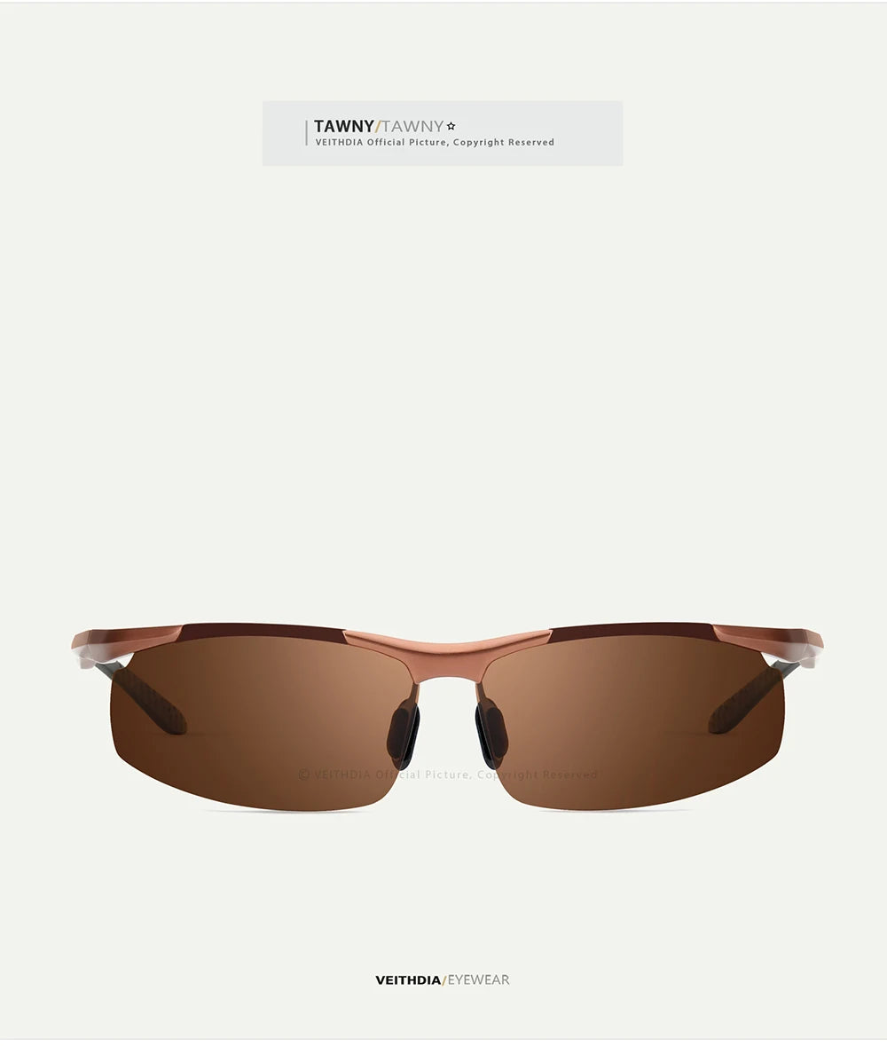 VEITHDIA Men Sunglasses Aluminum Magnesium Polarized UV400 Lens Rimless Driving Fishing Sun Glasses Sports Eyewear For Male 6535