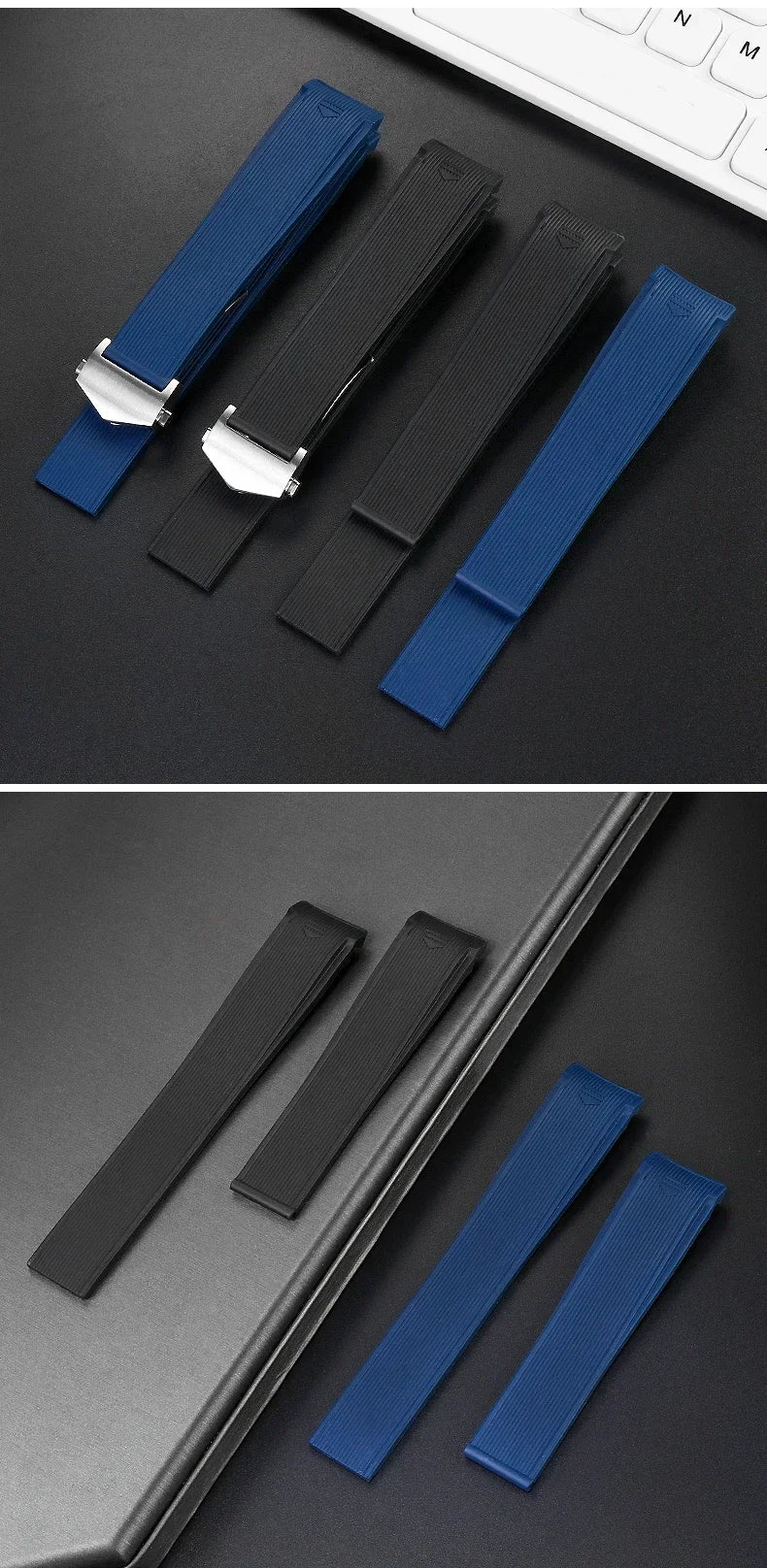 Silicone Watch Straps For Tag Heuer CARRERA AQUARACER 300 WAY201A WAY211C Rubber Black Blue Watch Accessories Band 22mm