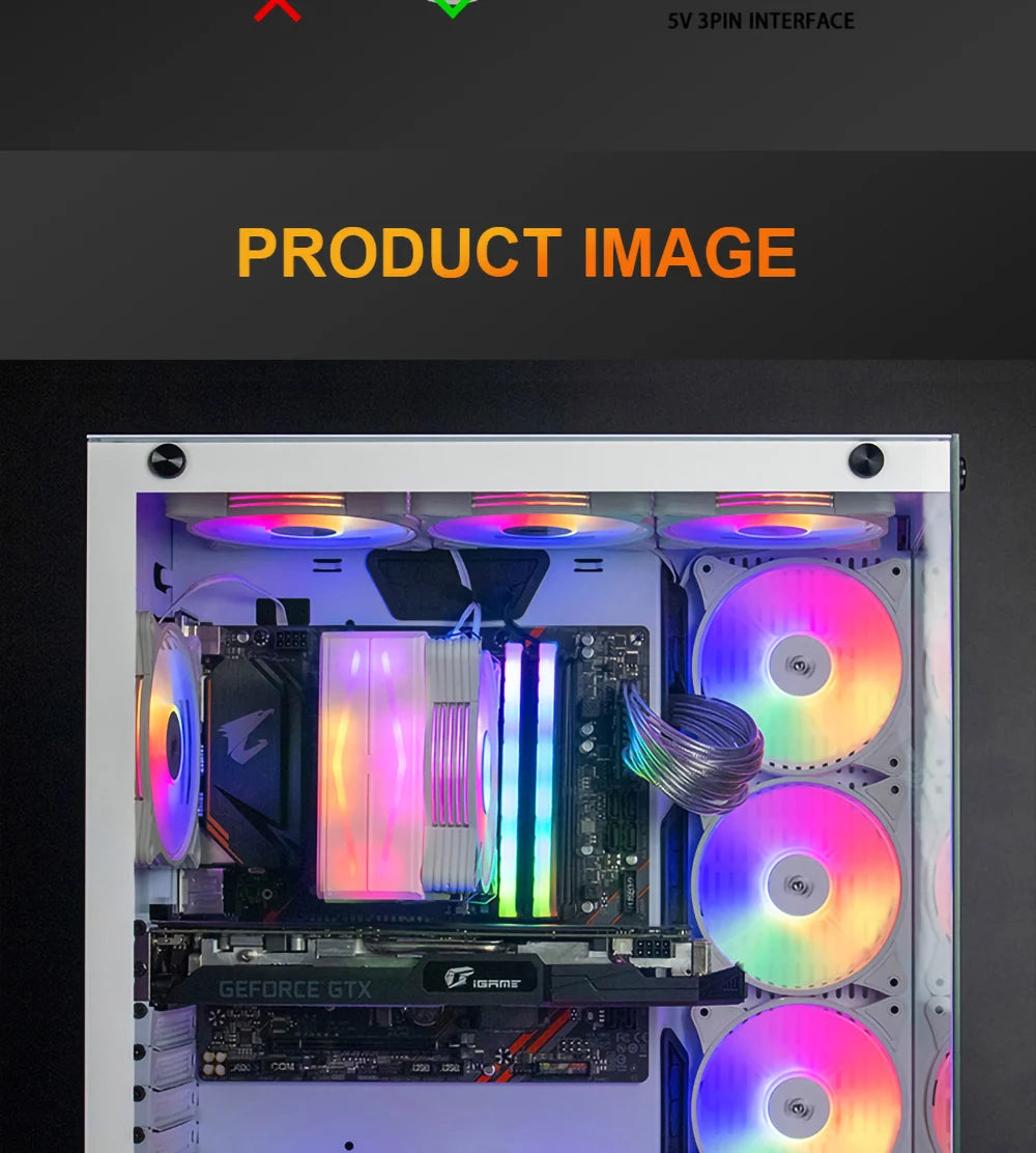Aigo AR12 white 120mm RGB FAN ventilador PC gamer Computer Case kit Fan Cooling Cooler 12cm Adjust Speed 12V ARGB Fans ventoinha