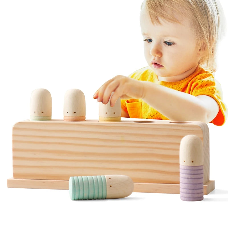 Baby Toys  Wooden Little Man Toy  Color Recognition Toy  Wooden Little Jumping Toy  Hand And Foot Coordination Toy Baby Gifts