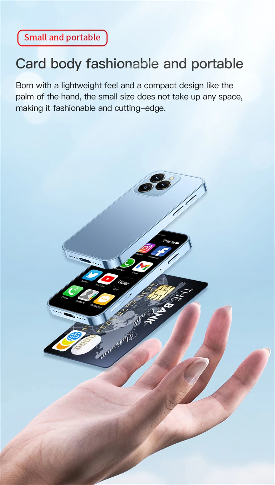 SOYES XS16 Americas Version 4G Network 3.0" Mini Smartphone 3GB RAM 64GB ROM Android 10.0 WIFI Bluetooth GPS Small Phone