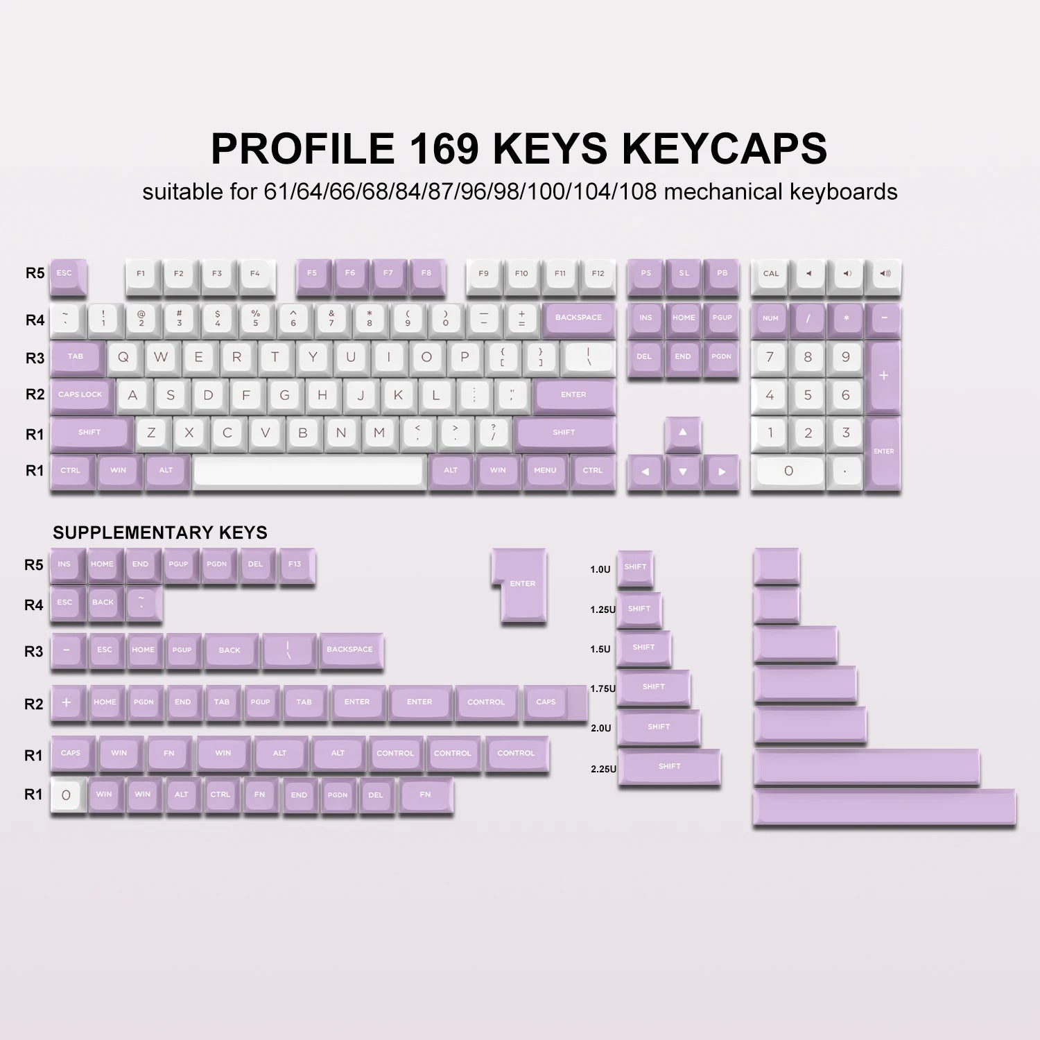189 Key PBT Double Shot Key Cap ISA Profile Keyboard Keycaps for MX Switches Womier Anne Pro 2 Mechanical Gaming Keyboard