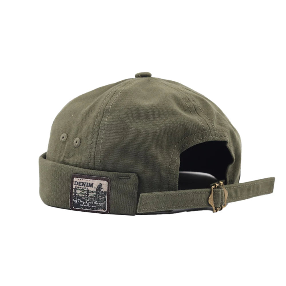Retro Letter Label Brimless Caps Unisex Solid Color Beanie Men Women Summer Street Adjustable Docker Hats Melon Cap Hip Hop Cap