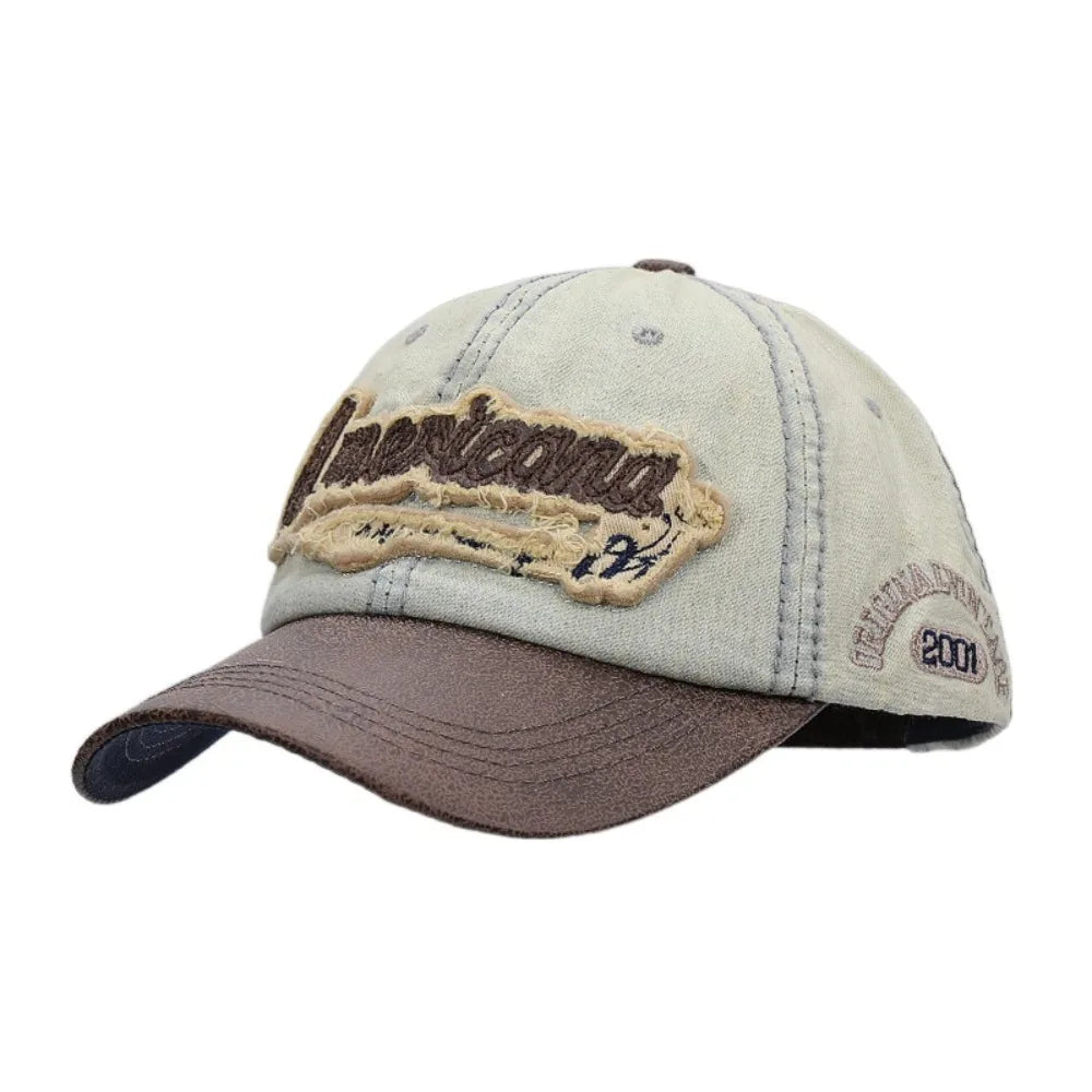 Simple Splicing American Retro Baseball Caps Denim Baseball Hat Tattered Jeans Sun Hat Cotton Sunscreen Peaked Cap Outdoor