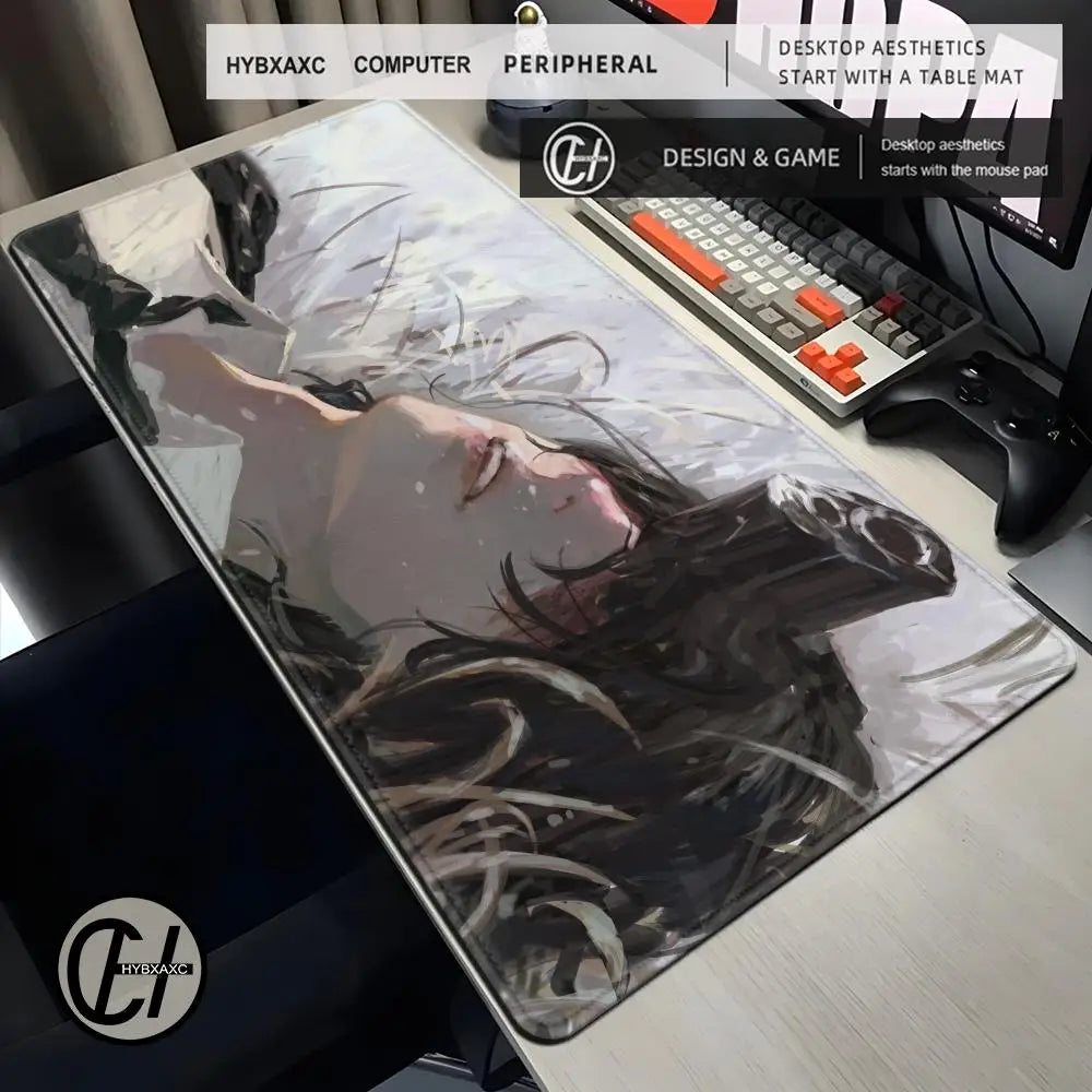 Black And White Anime Mousepad Laptop C-chainsaw Man Keyboard Pad PC Gaming Accessories Aki Hayakawa Desk Mat