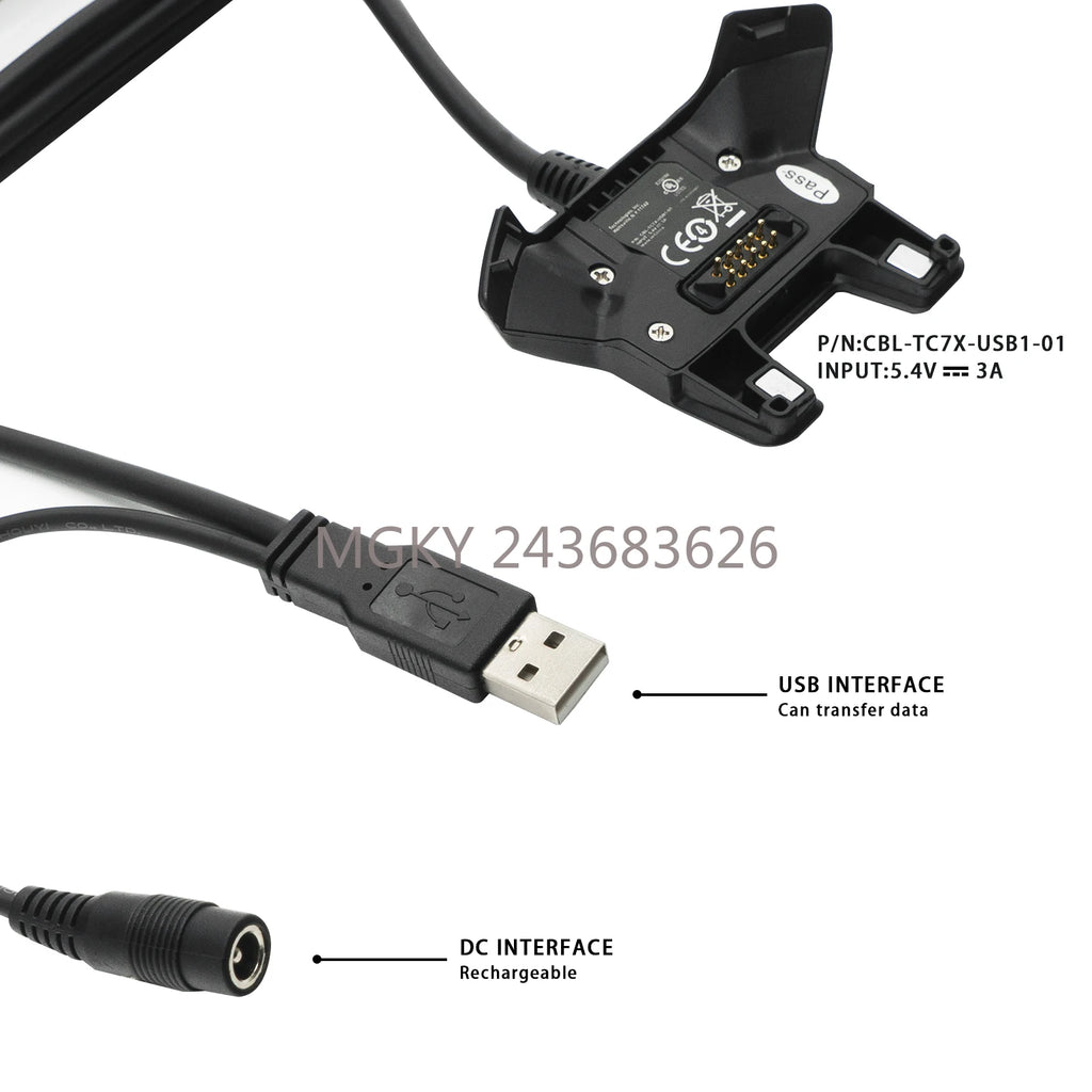 CBL-TC7X-USB1-01 Power Charger for Zebra Motorola Symbol TC70 TC70X TC72 TC75 TC75X TC77 Charging Cable with Adapter