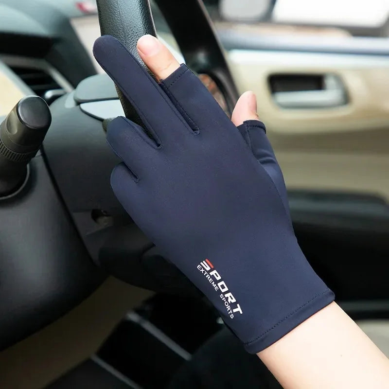 Ice Silk High Elasticity Sunscreen Breathable Half Finger Gloves for Unisex Comfortable Gloves for Outdoor Sports Cycling Summer
