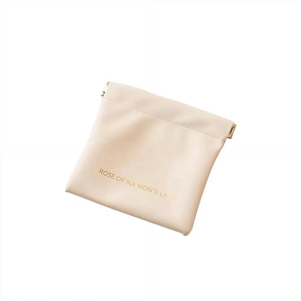 Automatic Closure Bullet Storage Bag, Mini Portable PU Lipstick Makeup Pouch, Self-Closing Spring Design for Earphones & Small