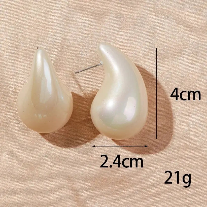 Trendy Acrylic Imitation Pearl Chunky  Dupes Waterdrop Earrings for Women Teardrop Dome Earrings 2024 Luxury Jewelry Gifts