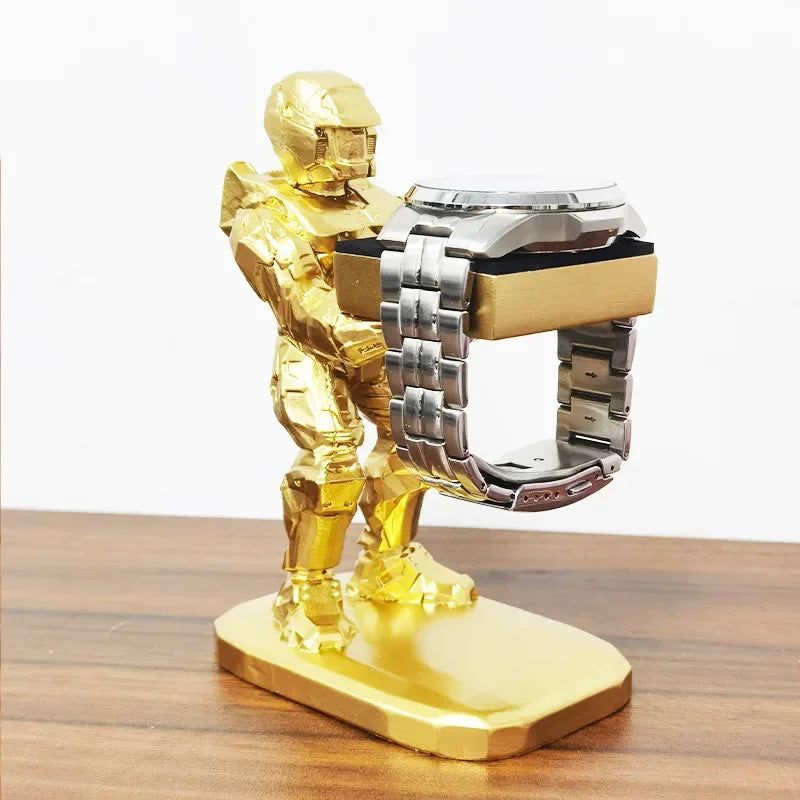 Knight Steel Warrior Holder for Office Creative Apple Watch Stand for Office Resin Decor Figurine Accessories Gift