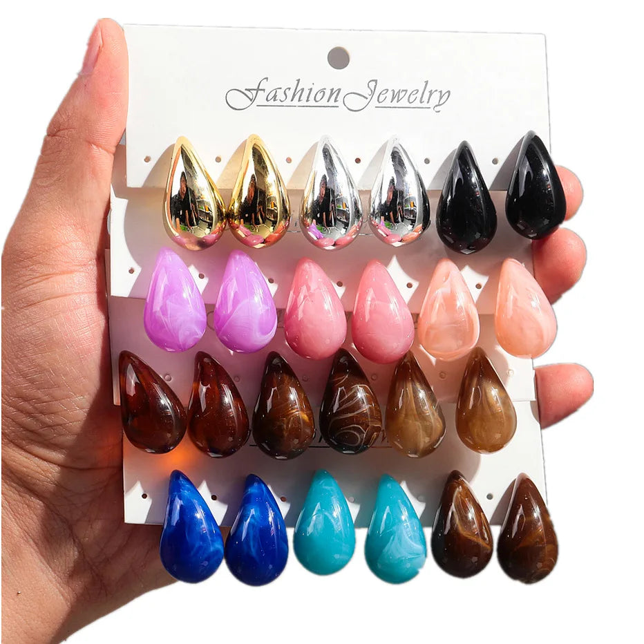 Trendy Acrylic Imitation Pearl Chunky  Dupes Waterdrop Earrings for Women Teardrop Dome Earrings 2024 Luxury Jewelry Gifts