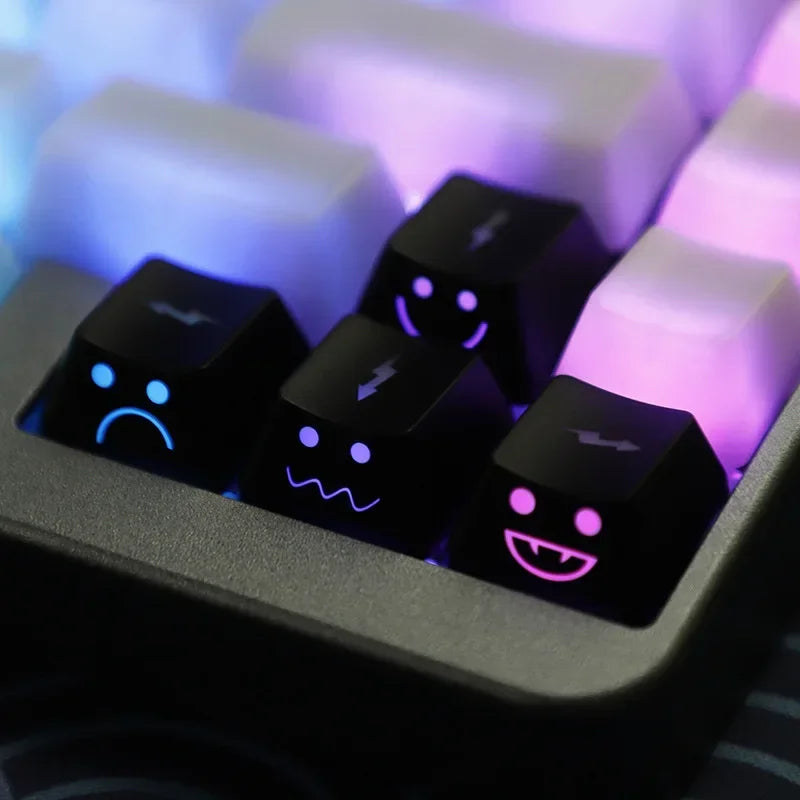 New Cute Emo Keycap Set WASD Arrow Broadside Lighting Key Cap for Mechanical Keyboard Compatible with MX Switch keyboard keycaps