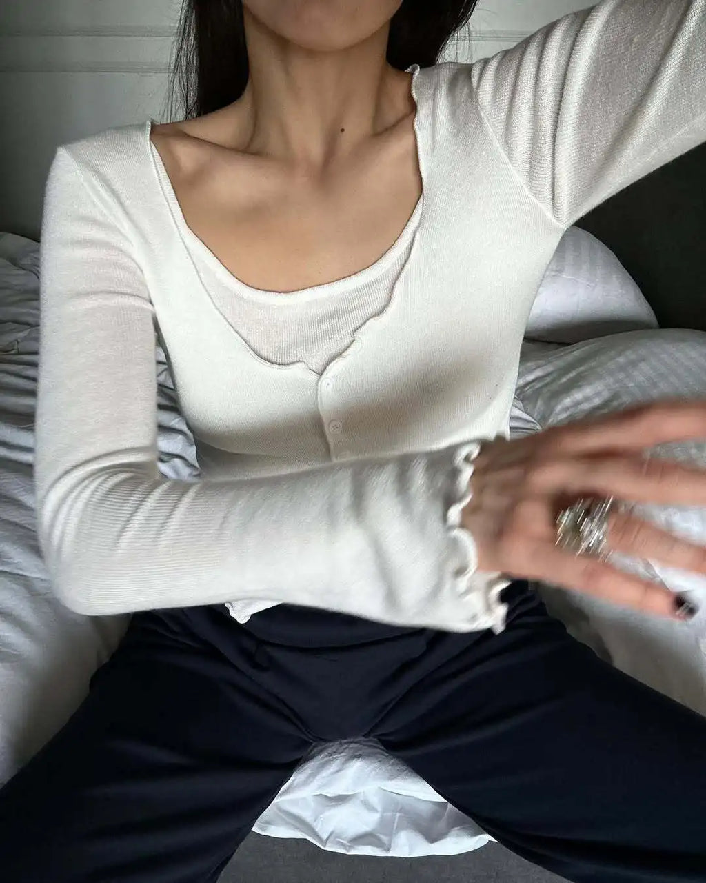 TARUXY Fashion Splice Knitted T shirt Cardigan Women's Slim Long Sleeve Single Breasted Sweater Top Female Casual Solid Outwear