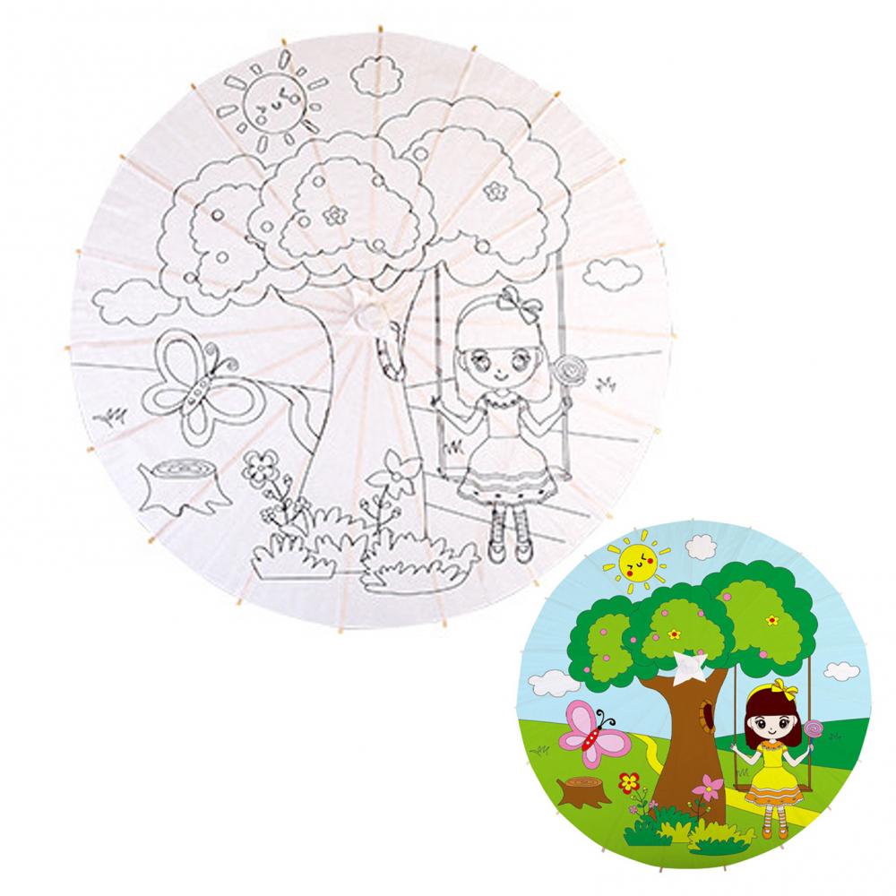 Chinese Umbrella Vintage DIY White Paper Umbrella Anime Painting Sunscreen Umbrella Photo Dance Props Ancient Cosplay Umbrella