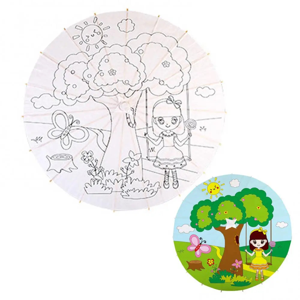 Chinese Umbrella Vintage DIY White Paper Umbrella Anime Painting Sunscreen Umbrella Photo Dance Props Ancient Cosplay Umbrella