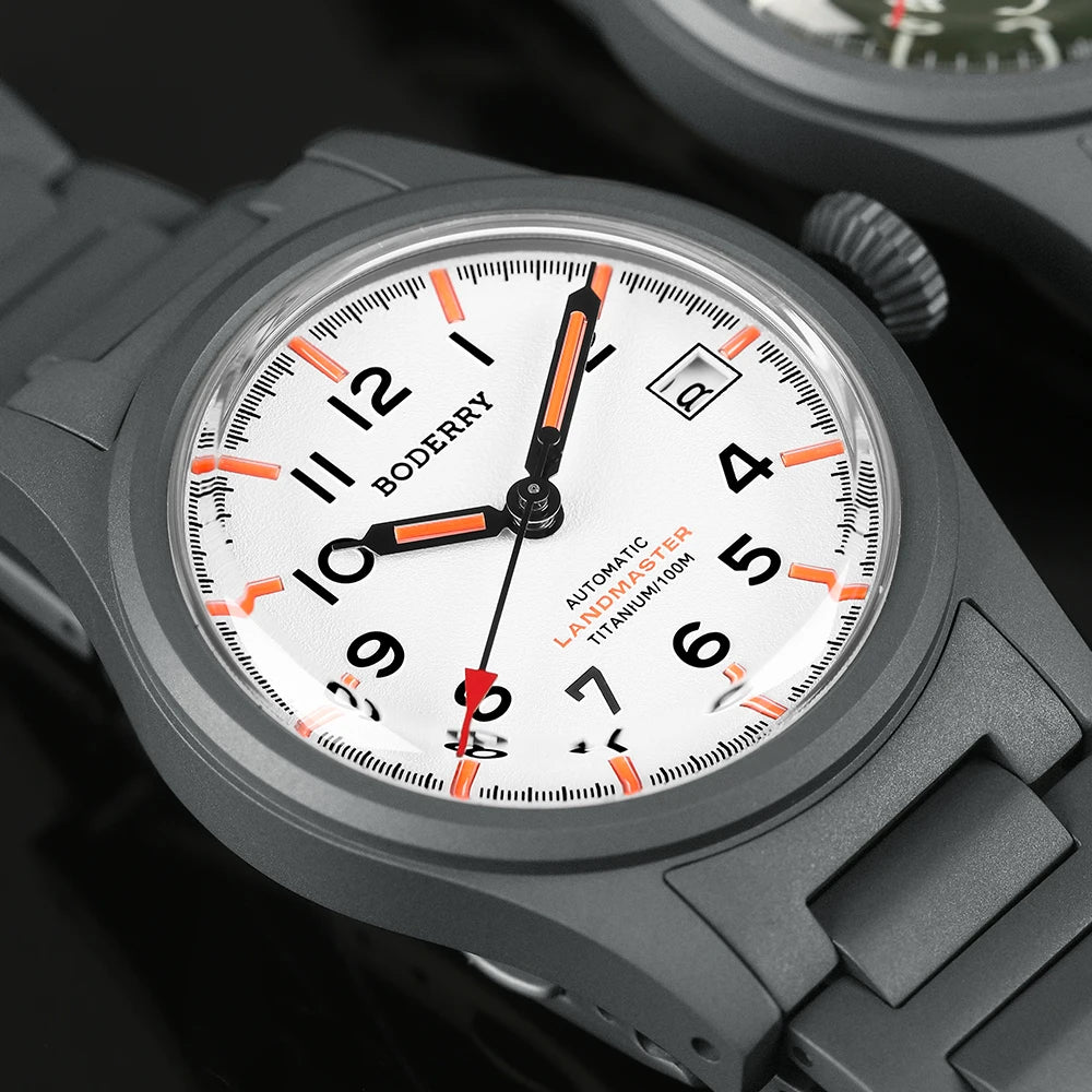 Boderry LANDMASTER Field Watches Titanium Automatic For Seiko Movement Sport 100M Waterproof Outdoor Dive Wristwatch Mens