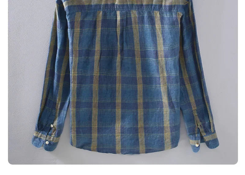 2025 Shirts for Men Long-sleeved Spring and Autumn Thin Fashion Plaid Top Casual Loose Cardigan Versatile Jacket