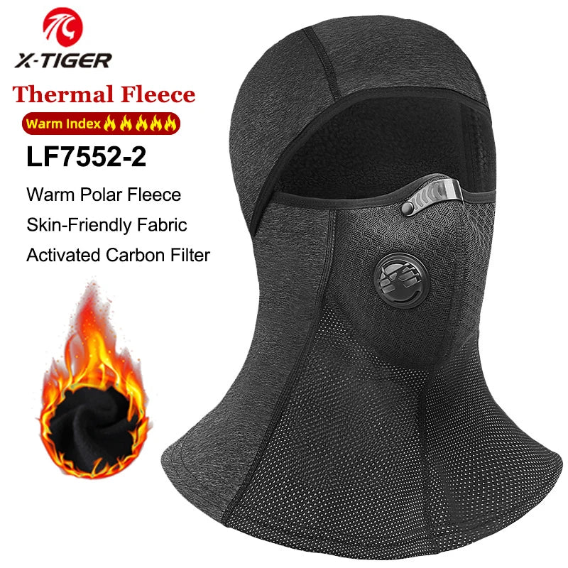 X-TIGER Winter Cycling Mask Thermal Fleece Windproof Cycling Face Mask Keep Warm Balaclava Skiing Mask Headwear