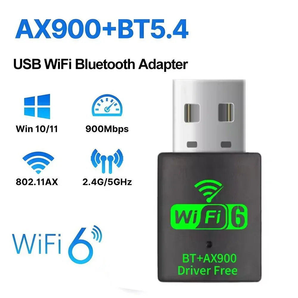 AX900 USB WiFi 6 Bluetooth 5.4 Adapter 2in1 Dongle Dual Band 2.4G&5GHz USB WiFi Network Wireless Wlan Receiver