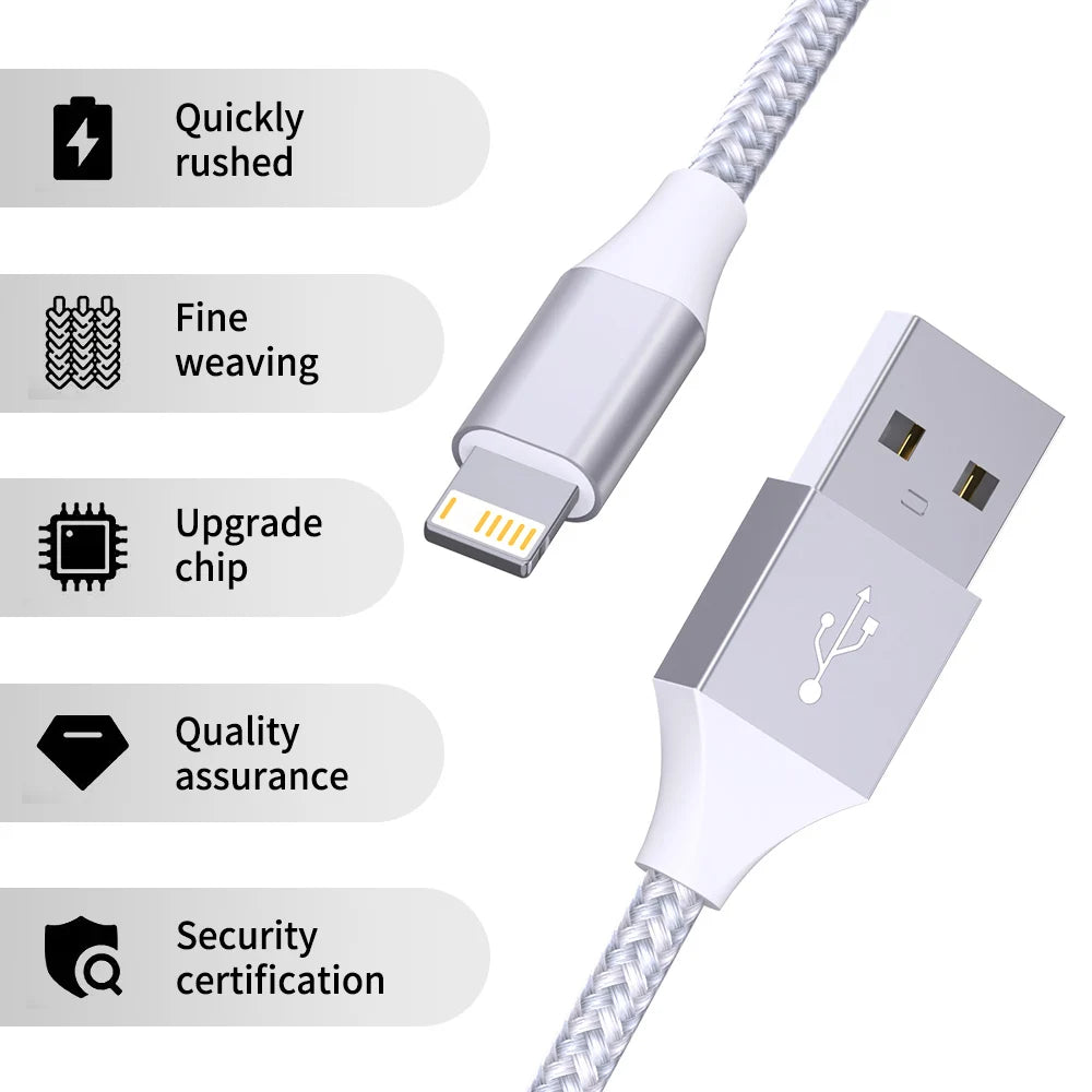 1pc LAIHONEN MFi USB A To Lightning Cable For iPhone 14 13 12 11Pro X XR Max 8 2.4A USB Lighting Charger Cable Data Wire Cord