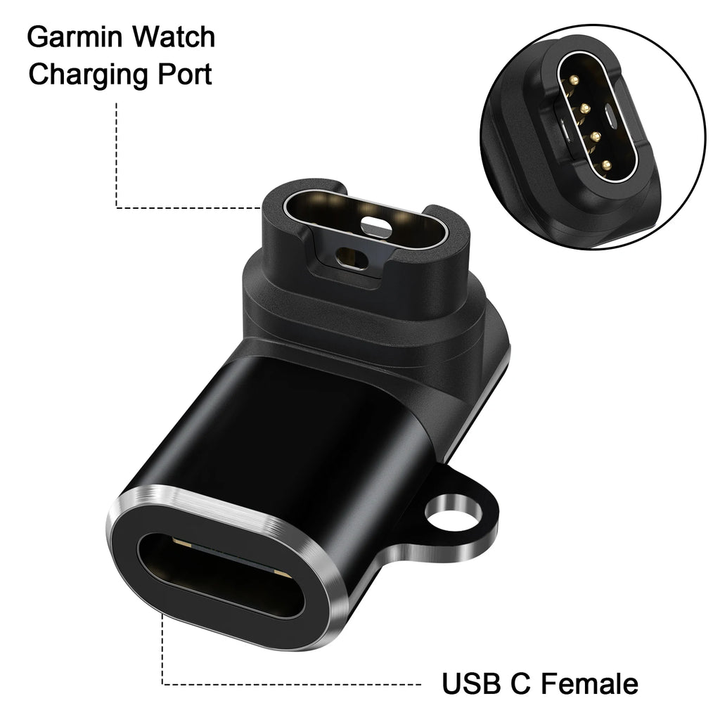Type C Charger Adapter Converter For Garmin Fenix 7 6 6X 5S 5X Plus/Instinct 2/Venu 2/Vivoactive 4 3/Forerunner 965 955 945 935
